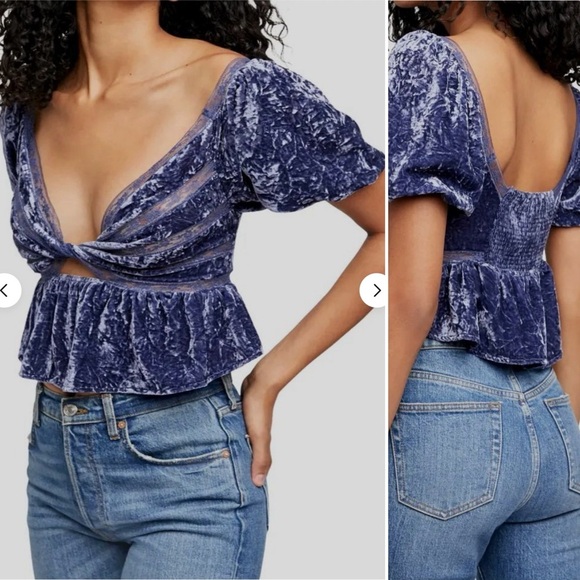 FREE PEOPLE Yours Truly Velvet Top in Wild Moon Size S - Picture 1 of 16